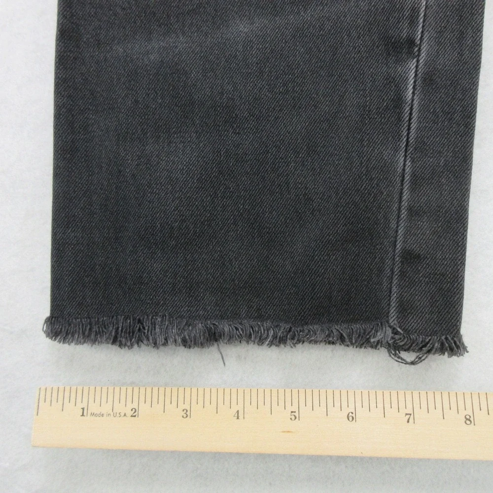 Levis 501 Mens 33x26 Black Jeans Button Fly Raw Hem Cropped